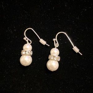 Petite pearl and crystal drop earrings.